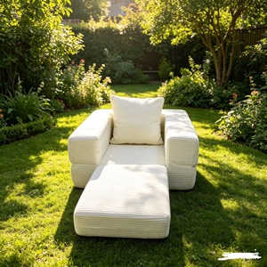 Sofá <span class=keywords><strong>Cama</strong></span> Plegable Nórdico de Gran Tamaño, Tipo Puff, de Pana, con Asiento Individual Ajustable y Tapizado - Product Image 2