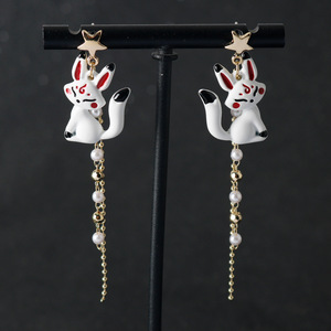 Nuovi Arrivi: <span class=keywords><strong>Orecchini</strong></span> Asimmetrici a Forma di Volpe <span class=keywords><strong>Anime</strong></span>, Lunghi <span class=keywords><strong>Orecchini</strong></span> con Nappa di Perle in Stile Etnico per Donne - Product Image 6