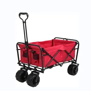 Carrello da campeggio pieghevole multiuso carrello da campo push wagon a quattro ruote per bambini carretto