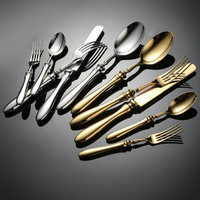 Ensemble de couteaux et fourchettes de style occidental en acier inoxydable 304, design moderne, polissage miroir, manches en forme de gourde, pour les dîners de steak à l'hôtel