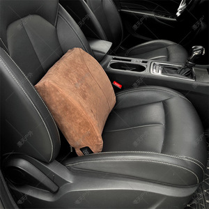 Coussin de soutien lombaire chauffant ergonomique pour voiture, en mousse à mémoire de forme, suède kaki, rectangulaire, utilisation générale quatre saisons - Product Image 3