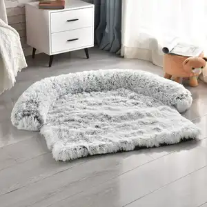 Hot Sale Luxury Warm Soft Plush Washable Pet Sofa Dog Bed Calming Bed
