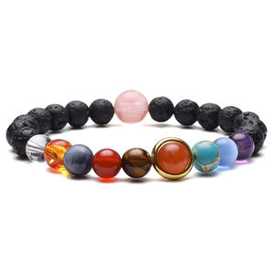 Bracelet perles unisexe tendance en pierre naturelle œil de tigre, design original huit planètes, cadeau yoga, nouvelle collection premium - Product Image 3
