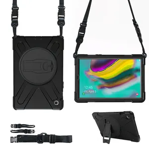 Pour <span class=keywords><strong>Samsung</strong></span> <span class=keywords><strong>Tab</strong></span> <span class=keywords><strong>S5e</strong></span> Case T720 T725 Housse hybride PC en silicone dur antichoc avec béquille intégrée et bandoulière - Product Image 1