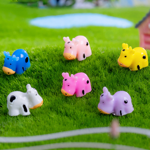 Colorful Resin <b>Mini</b> Dairy Cow Figurine Miniatures for Landscape Decorations Tiny Animal Ox Charm Ornaments DIY Accessories - Product Image 2