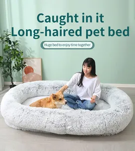 Lusso grande letto per cani adulti di forma ovale morbido Memory Foam e rimovibile con copertina lavabile modello di stampa per cani di grossa taglia gatti animali