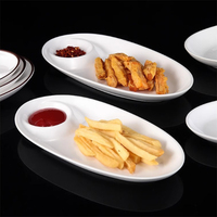 Assiette en mélamine de conception européenne avec compartiment pour assaisonnement de dumplings, plat à sauce, plat de service, durable, passe au lave-vaisselle