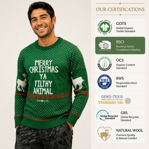 <strong>Men's</strong> Sweater Knit Green Home Alone Ugly Christmas Sweater Reindeer <strong>Xmas</strong> Sweater Winter Party Jacquard Christmas <strong>Jumper</strong> - Product Image 1