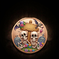 Pièce de monnaie d'Halloween en cuivre fin 999, double face, haute relief, imprimée UV, médaille de collection ronde 1 oz 5 oz