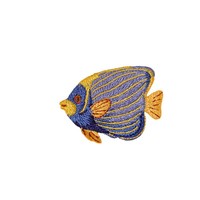 Patch thermocollant brodé en tissu motif poisson de dessin animé marin avec fil à broder pour vêtements d'enfants et décoration intérieure, réparation de taches