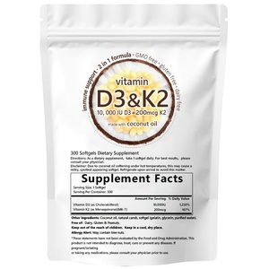 Cápsulas de Vitamina D3 de Primera Calidad, 180 300 Softgels, 10000 UI de Vitamina D3 y 200 mcg de K2 con Aceite de Coco, D3 K2 - Product Image 2