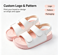 Sandalias de tiras para niñas, diseño de gatito rosa y diablo morado, suela de EVA, cierre de velcro, zapatos casuales de verano para niños