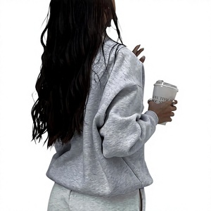 Sweat-shirt pull-over pour femme à col montant, demi-zip, épaules dénudées, personnalisable avec logo, vente en gros pour fabricants OEM - Product Image 6