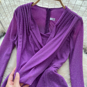 Abito a <span class=keywords><strong>maniche</strong></span> <span class=keywords><strong>lunghe</strong></span> Sexy con scollo altalena e <span class=keywords><strong>scollato</strong></span> a <span class=keywords><strong>maniche</strong></span> <span class=keywords><strong>lunghe</strong></span> alla moda <span class=keywords><strong>vestito</strong></span> a spacco con punta calda - Product Image 3