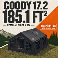 Tente gonflable familiale Coody Familia 17.2 Air - Noire, imperméable, résistante au vent, pour le camping en plein air, vente en gros, approvisionnement en vrac