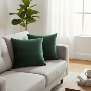 RainRoad 18x18 Inch Dark Green Soft <b>Square</b> Throw <b>Pillow</b> Covers Cushion Case for Sofa Couch Bed Chair - Product Image 3