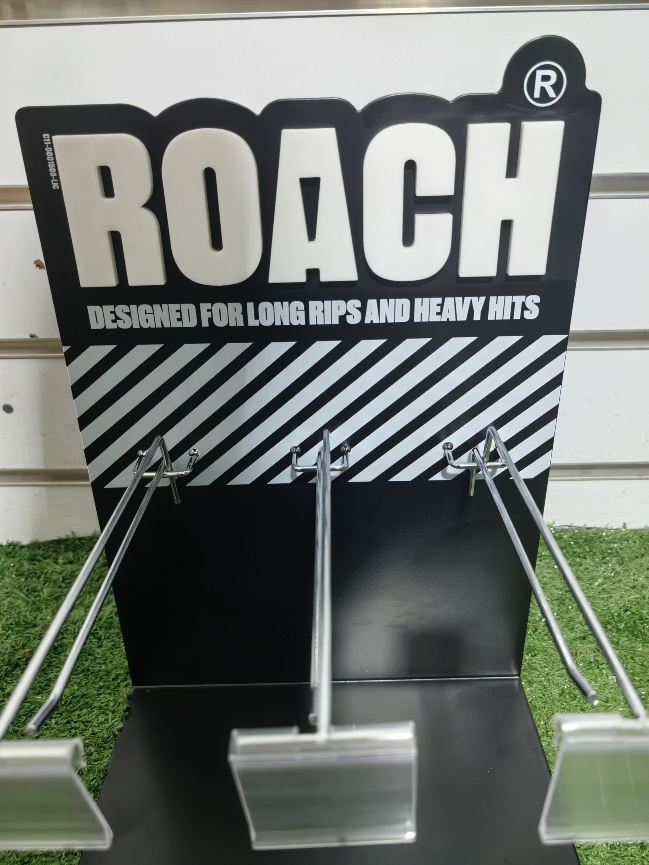 Small L-shaped Metal Display Rack with a Black Finish, Snack Counter Top Stand with 3 Hooks for Retail Shops. — view 5