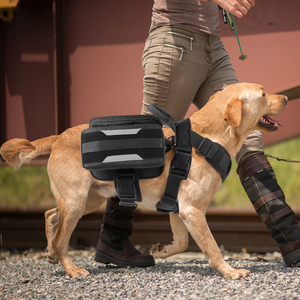 Tidak ada tarik dapat disesuaikan tiga bagian taktis harnes anjing dengan kantong, Saku, tas sadel rompi Harness anjing ransel - Product Image 1