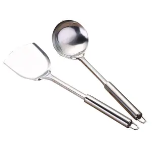 2024 New stainless steel kitchenware 0.8mm kitchen stir fry shovel hotel restaurant kitchenware set