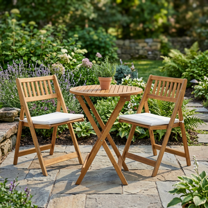 Silla de Jardín Plegable Minimalista de Madera de Teca, Asiento de Comedor para Patio con Cojín, Muebles de Balcón para Exteriores - Product Image 2