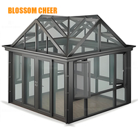 Serre portative moderne de jardin d'hiver vente chaude en aluminium verre trempé toit en acier véranda utilisation extérieure prix d'usine