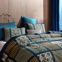 Nouvelle arrivée ensemble de literie 100% coton Patchwork doux pour la peau couette ensemble de literie, coloré Boho Style Design matelassé couverture ensemble