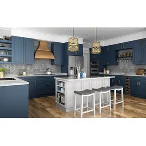 Mediterranean Style Kitchen Cabinets Island Designs Modern Kitchen Furniture Blue Painting Cupboards