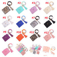 Porte-clés en perles, porte-clé en Silicone, léopard, perles, portefeuille en cuir Pu, voiture, porte-carte de crédit, 1 pièce