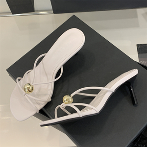 2025 Summer <b>Open</b> <b>Toe</b> High <b>Heels</b> European American Fashion Temperament Stiletto Sexy Outdoor Ladies Slippers - Product Image 5
