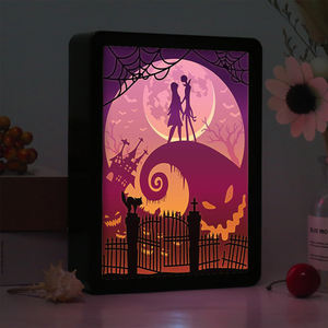 Lámpara de tallado de papel, marco de fotos pintado personalizado, cajas de sombra, luces de pesadilla antes de Navidad, directo de fábrica - Product Image 5