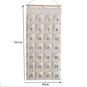 Sac de rangement suspendu sur la porte avec 3 poches, en toile, organisateur mural - Product Image 4