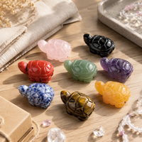 Décoration Feng Shui en pierre naturelle sculptée en forme de tortue de 1 pouce, petit ornement DIY