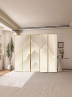 Pantalla Decorativa Plegable de 4 Paneles, Diseño Moderno y Minimalista, con Fondo de Paisaje, Estilo Lujoso, para Entrada