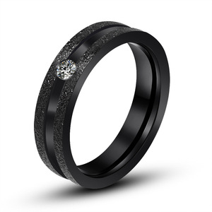 Frosted Diamond Encrusted <b>Couple</b> <b>Rings</b> Titanium Steel Valentine's Day Gift Unisex Jewelry SA543 - Product Image 5