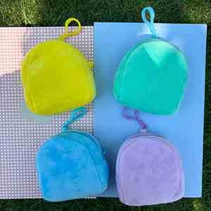 Colorful Plush Coin Purse <b>Mini</b> Backpack Wallet Keychain Bag Accessory Student Earphone & Coin Storage Stowable Small Gift - Product Image 4