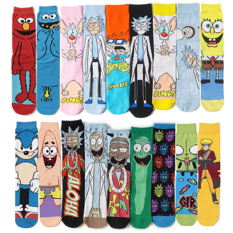 Meias de desenho animado personalizado, meias calcetinas de algodão engraçadas, engraçadas, crazy coreano, masculinas e femininas, gráfico de desenhos animados