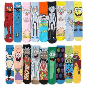 Benutzer definierte Socken Comic Designer Calcetines Chausse tte Cotton Funky Lustige verrückte koreanische Männer Frauen Neuheit Crew Grafik Cartoon Socken