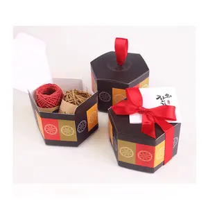 Kotak permen kue bergaya Tiongkok, kotak kertas paket coklat heksagon Multi Warna ramah lingkungan
