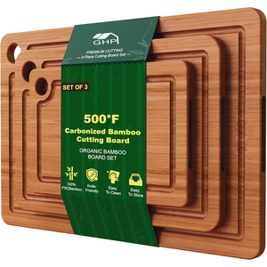 Ensemble de 3 planches <span class=keywords><strong>à</strong></span> <span class=keywords><strong>découper</strong></span> en bambou carbonisé pour la cuisine, planche <span class=keywords><strong>à</strong></span> <span class=keywords><strong>découper</strong></span> en bois pour la gravure, plateau de service pour charcuterie et fromage - Product Image 1