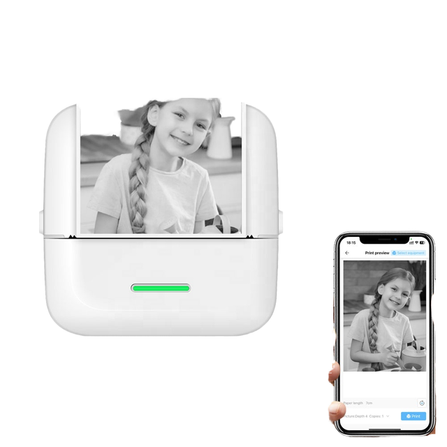 Minimalist Style Portable Mini Thermal Photo Printer with USB Interface 200DPI Resolution 57x26mm Paper Size for Office Use