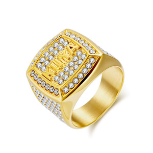 Anillo KUYA de Acero de Titanio con Micro Pavé de Diamantes, Joyería de Moda para Hombre, Regalo con Forma Geométrica de Letra - Product Image 5