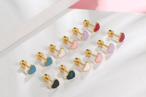 Pendientes <span class=keywords><strong>de</strong></span> <span class=keywords><strong>Mariposa</strong></span> <span class=keywords><strong>de</strong></span> Acero Inoxidable Chapados en Oro, Aretes <span class=keywords><strong>de</strong></span> Corazón y Fresa para Niños, Joyería Colorida <span class=keywords><strong>de</strong></span> Dibujos Animados - Product Image 4