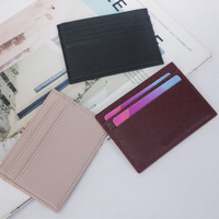 Dompet kulit Saffiano warna-warni tempat kartu kulit PU kustom stempel cetak Logo timbul tempat kartu nama kredit