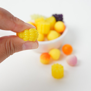 TPR simulated <b>miniature</b> fruit models of grapes, peaches, and corn; soft and elastic; DIY edible toy for squeezing and playing - Product Image 1