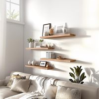 Étagères flottantes en bois de Paulownia pour mur, à un seul niveau, couleur brun clair, pour salon, design moderne, grande capacité