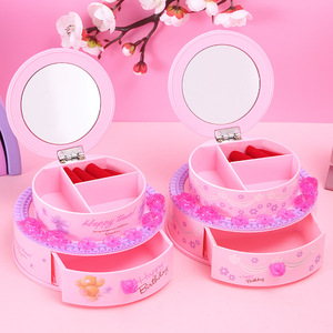Pink Cake <b>Music</b> Jewelry <b>Box</b> Round DIY With Mirror For Gift Storage - Product Image 2