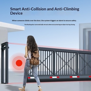 Porte coulissante sectionnelle électrique suspendue en alliage d'aluminium, sans rail, télescopique, industrielle, personnalisable - Product Image 1