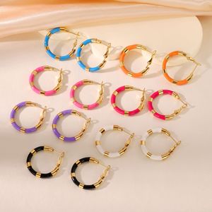 Pendientes de Acero de Titanio con Esmalte Multicolor, Estilo Gota, Venta Directa de Fábrica, Joyería de Color en Contraste que No Destiñe - Product Image 3