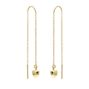 ต่างหูเพทายรูปหัวใจสำหรับผู้หญิงต่างหูห้อยเงินสเตอร์ลิง925ชุบทองเครื่องประดับแฟชั่น - Product Image 1