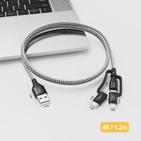 Câble de charge USB 3 en 1, charge rapide 2.4A, cordon en PVC, type C, micro, 8 broches pour téléphone Android, tablette, batterie externe